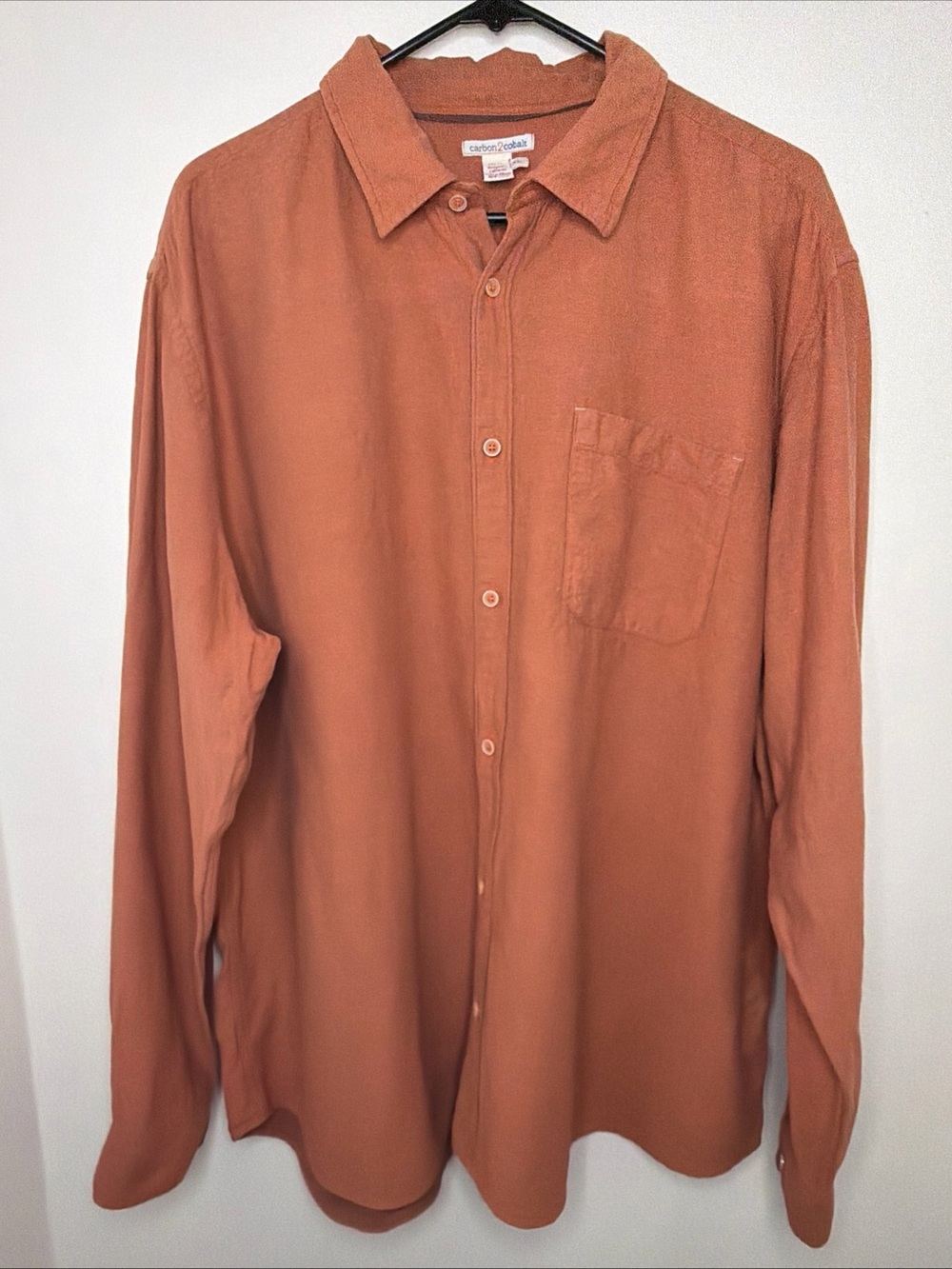 Carbon2Colbalt Men’s long sleeve button down rust/terracotta shirt size XL